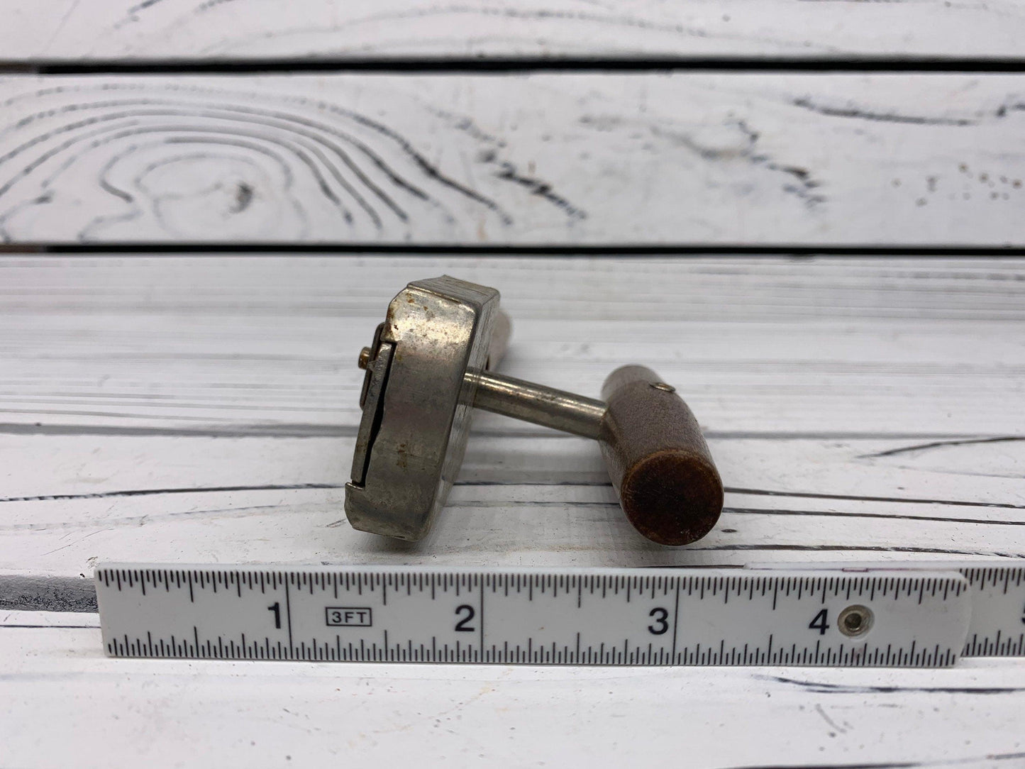 Vintage Can Opener, Wood And Metal Can Opener By Edlund Co In No 5 Junior, 1950s Kitchen -Located at Funkyhouse Vintage Antique Store, Weiser Idaho