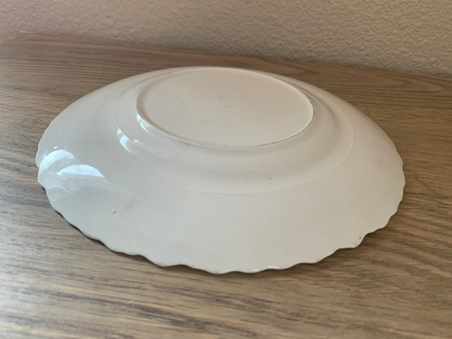 Vintage China Plate, Hand Painted Lusterware With Apple Design And Pale Green Scalloped Edge, Vintage Porcelain Bread Plate -Located at Funkyhouse Vintage Antique Store, Weiser Idaho