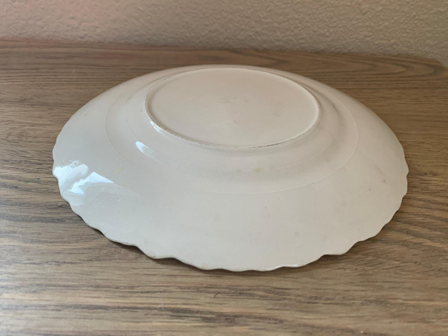 Vintage China Plate, Hand Painted Lusterware With Apple Design And Pale Green Scalloped Edge, Vintage Porcelain Bread Plate -Located at Funkyhouse Vintage Antique Store, Weiser Idaho