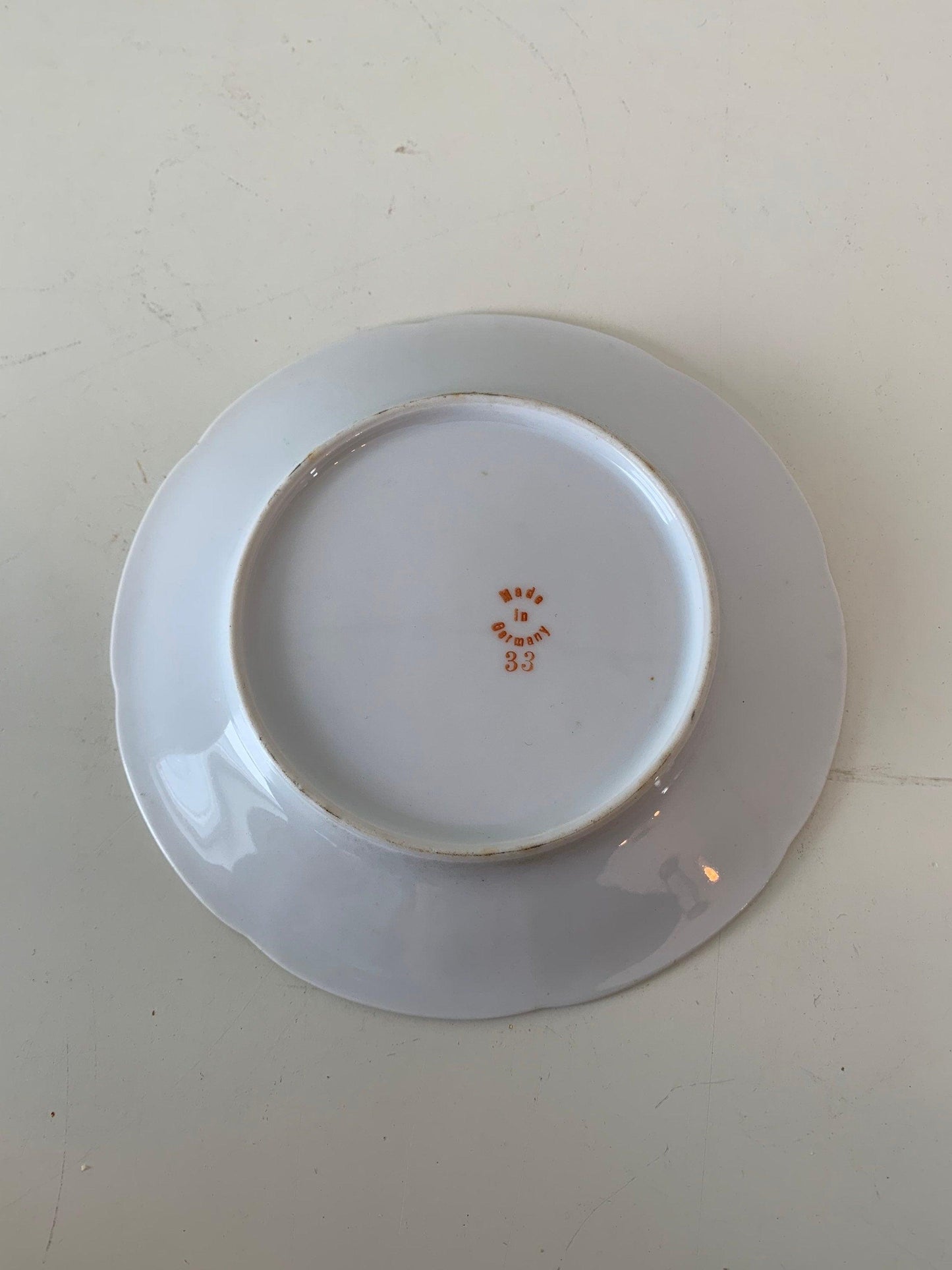 Vintage China Plate, Hand Painted With Cherry Design And Orange Flowers Edge, Vintage Porcelain Bread Plate -Located at Funkyhouse Vintage Antique Store, Weiser Idaho