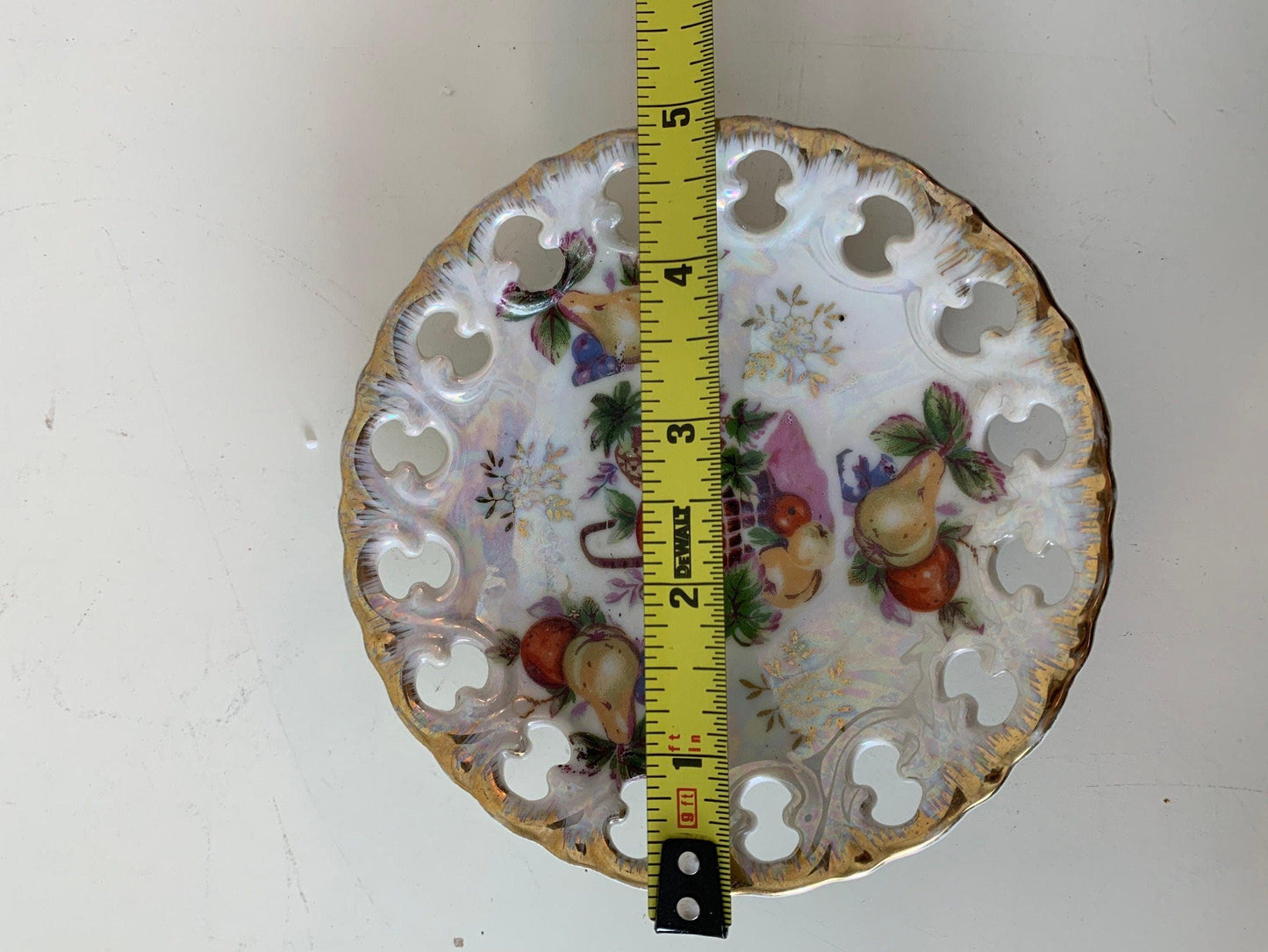 Vintage China Plate, Hand Painted With Fruit Basket Design And Gold Scalloped Edge, Vintage Porcelain Bread Plate -Located at Funkyhouse Vintage Antique Store, Weiser Idaho