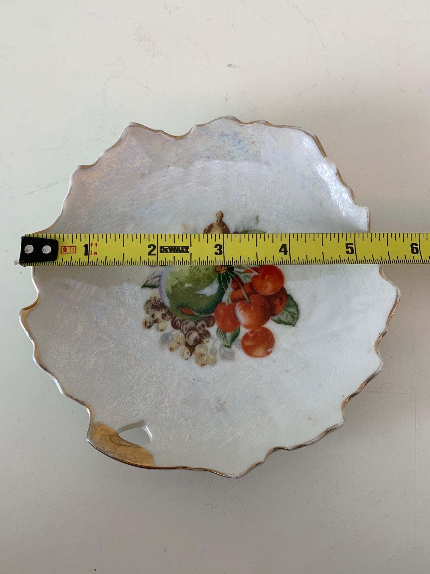 Vintage China Plate, Hand Painted With Fruit Design And Gold Scalloped Edge, Vintage Porcelain Bread Plate -Located at Funkyhouse Vintage Antique Store, Weiser Idaho