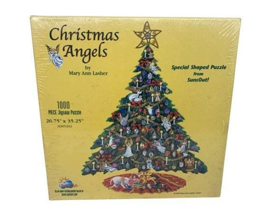 Vintage Christmas Angels Puzzle by Mary Ann Lasher, New In Box SEALED, 1000 Jigsaw Puzzle -Located at Funkyhouse Vintage Antique Store, Weiser Idaho