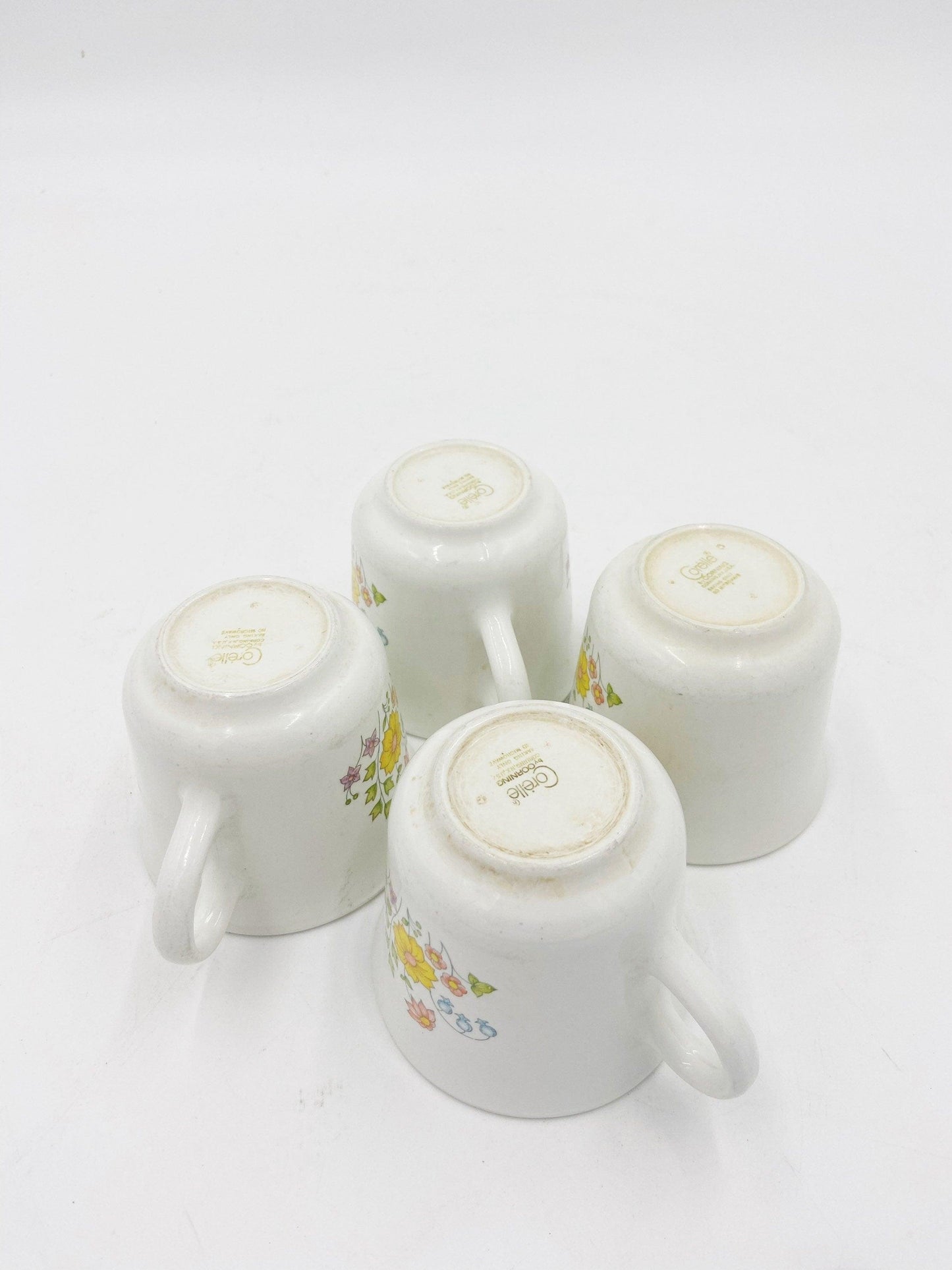 Vintage Corelle Coffee Or Tea Cups, Set of 4 Mugs in Meadow Pattern -Located at Funkyhouse Vintage Antique Store, Weiser Idaho