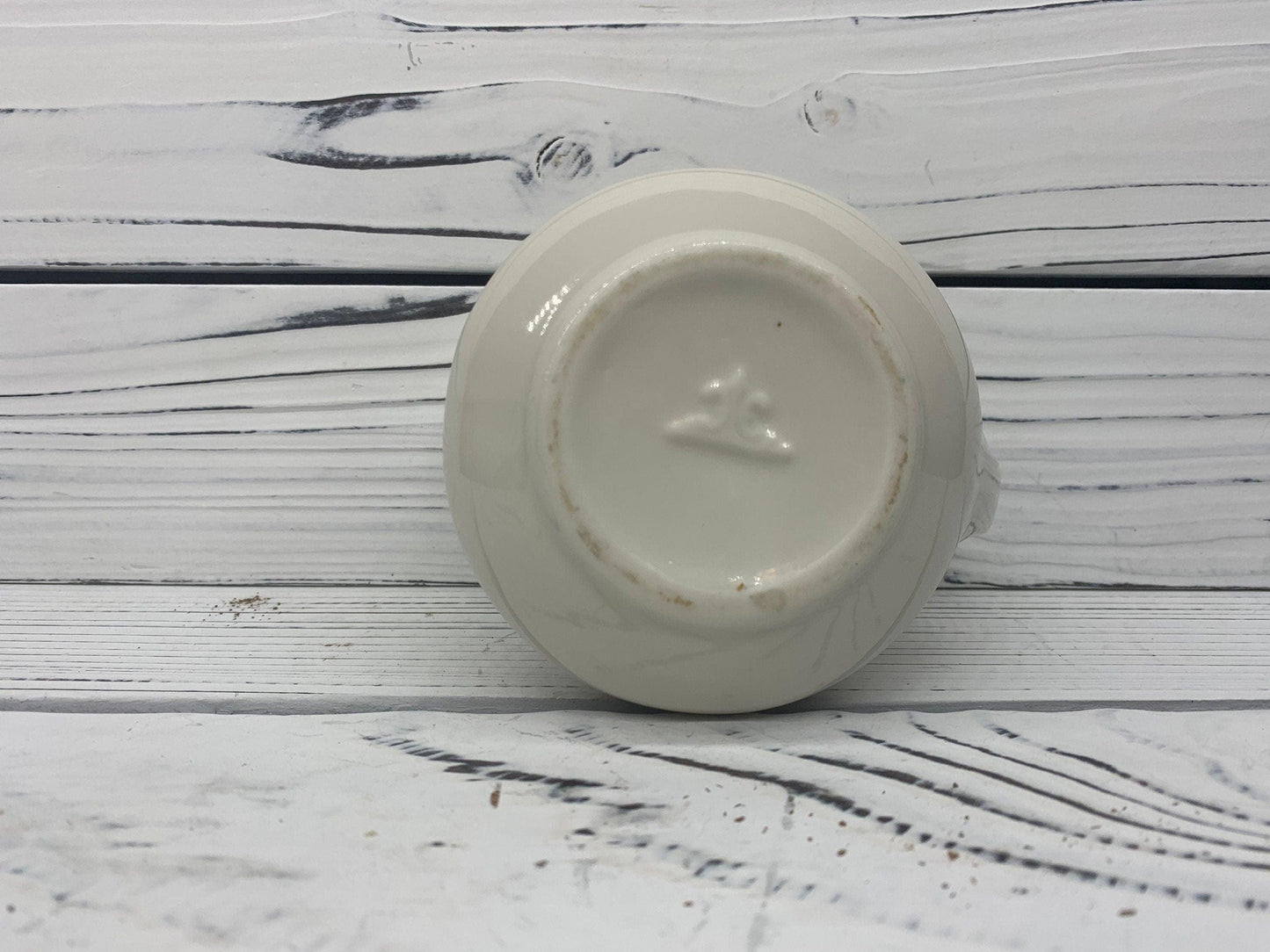 Vintage Creamer by Homer Laughlin, HLC USA Off White Creamer with Gold and Pink Purple Stripe -Located at Funkyhouse Vintage Antique Store, Weiser Idaho