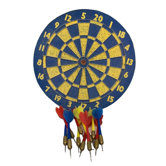 Vintage Dart Board, Double Sided Cork Game Board With Darts And Football Game On Back -Located at Funkyhouse Vintage Antique Store, Weiser Idaho