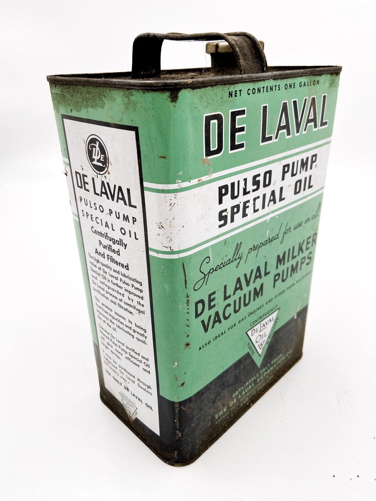 Vintage De Laval Delaval Pulso Pump Special Oil Can Dairy Partial Contents Milk, Gift for Him, Man Gift -Located at Funkyhouse Vintage Antique Store, Weiser Idaho