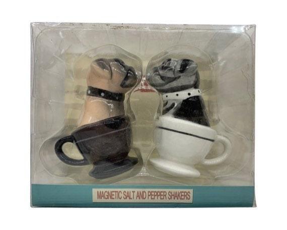 Vintage Dog Salt And Pepper Shakers, Magnetic Attractives Ceramic Salt & Pepper Shaker -Located at Funkyhouse Vintage Antique Store, Weiser Idaho