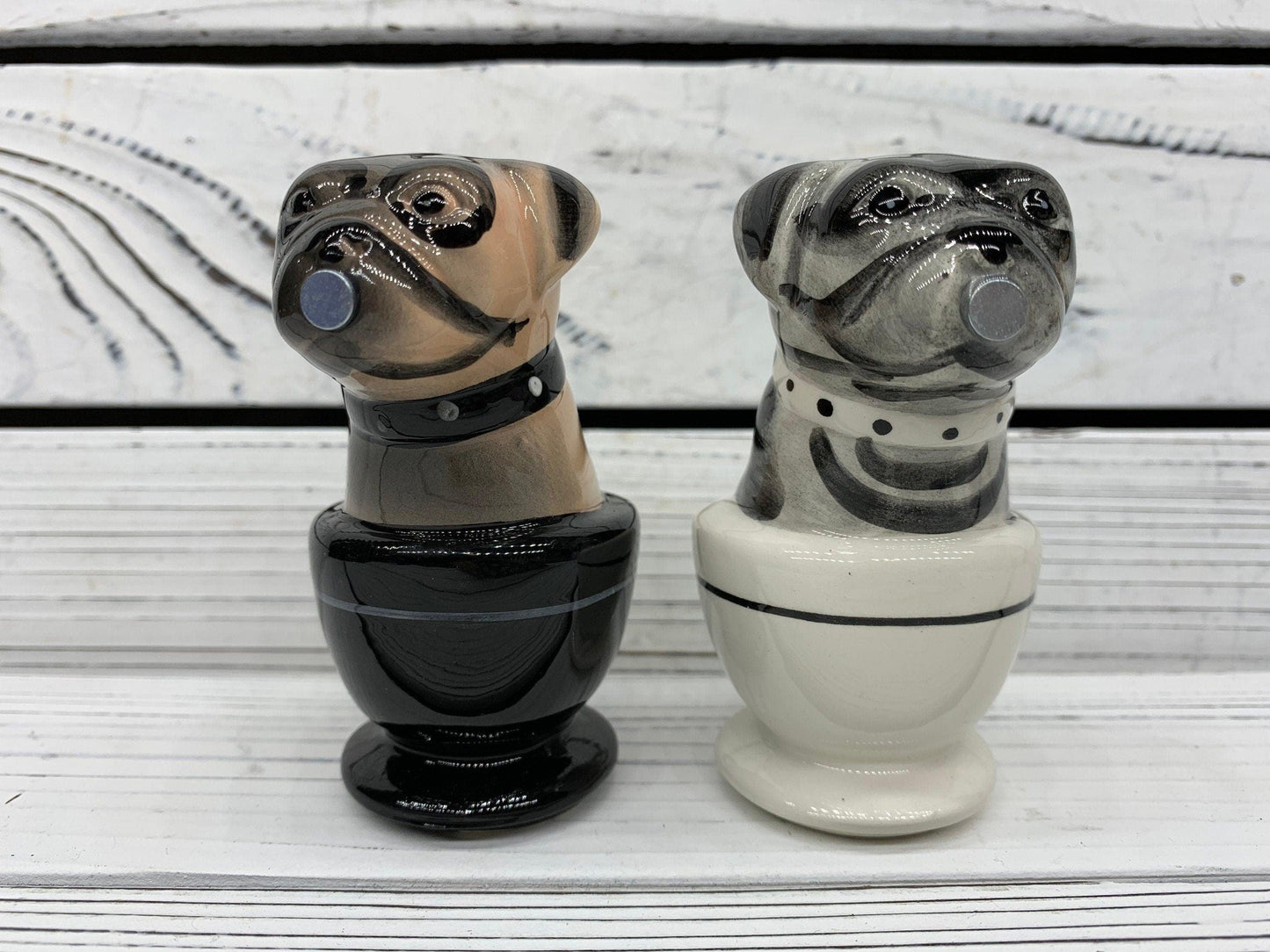 Vintage Dog Salt And Pepper Shakers, Magnetic Attractives Ceramic Salt & Pepper Shaker -Located at Funkyhouse Vintage Antique Store, Weiser Idaho