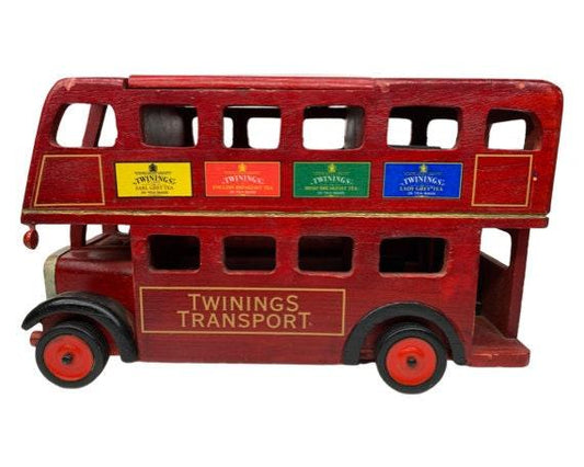 Vintage Double Decker Bus, Twinings Tea Red Bus, Wooden Double Decker London Style Bus -Located at Funkyhouse Vintage Antique Store, Weiser Idaho