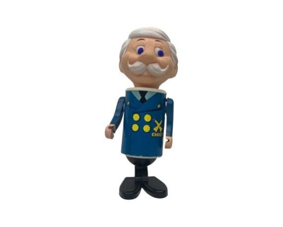 Vintage Eldon Fire Chief Plastic Toy, 1970s Pipsqueeks Figurine -Located at Funkyhouse Vintage Antique Store, Weiser Idaho