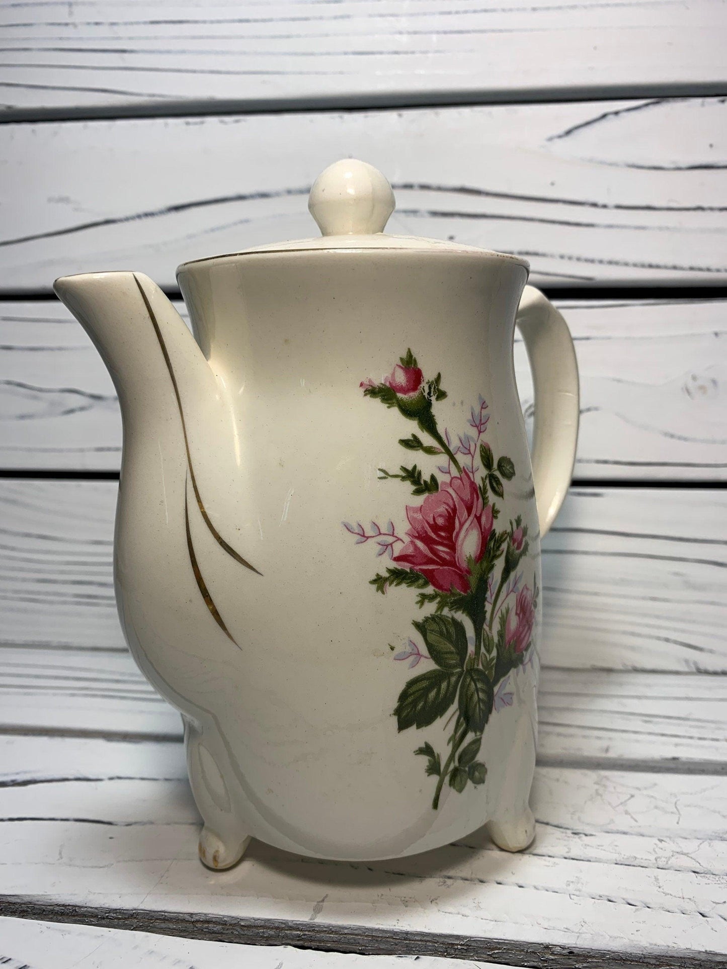 Vintage Electric Tea Pot Kettle, Ceramic Hot Water Heater From Japan With Flower Design -Located at Funkyhouse Vintage Antique Store, Weiser Idaho