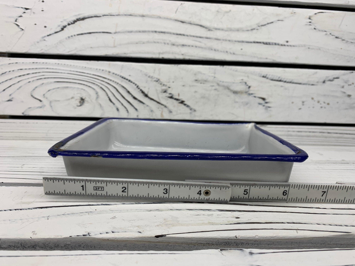 Vintage Enamelware Trays by Eastman Kodak Co, Set of Two White With Blue Trim Printing Trays With Spout For Photography -Located at Funkyhouse Vintage Antique Store, Weiser Idaho