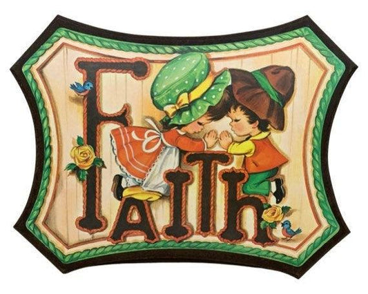 Vintage Faith Sign, Pressed Wood Wall Art, 1970s Farmhouse Country Decor -Located at Funkyhouse Vintage Antique Store, Weiser Idaho