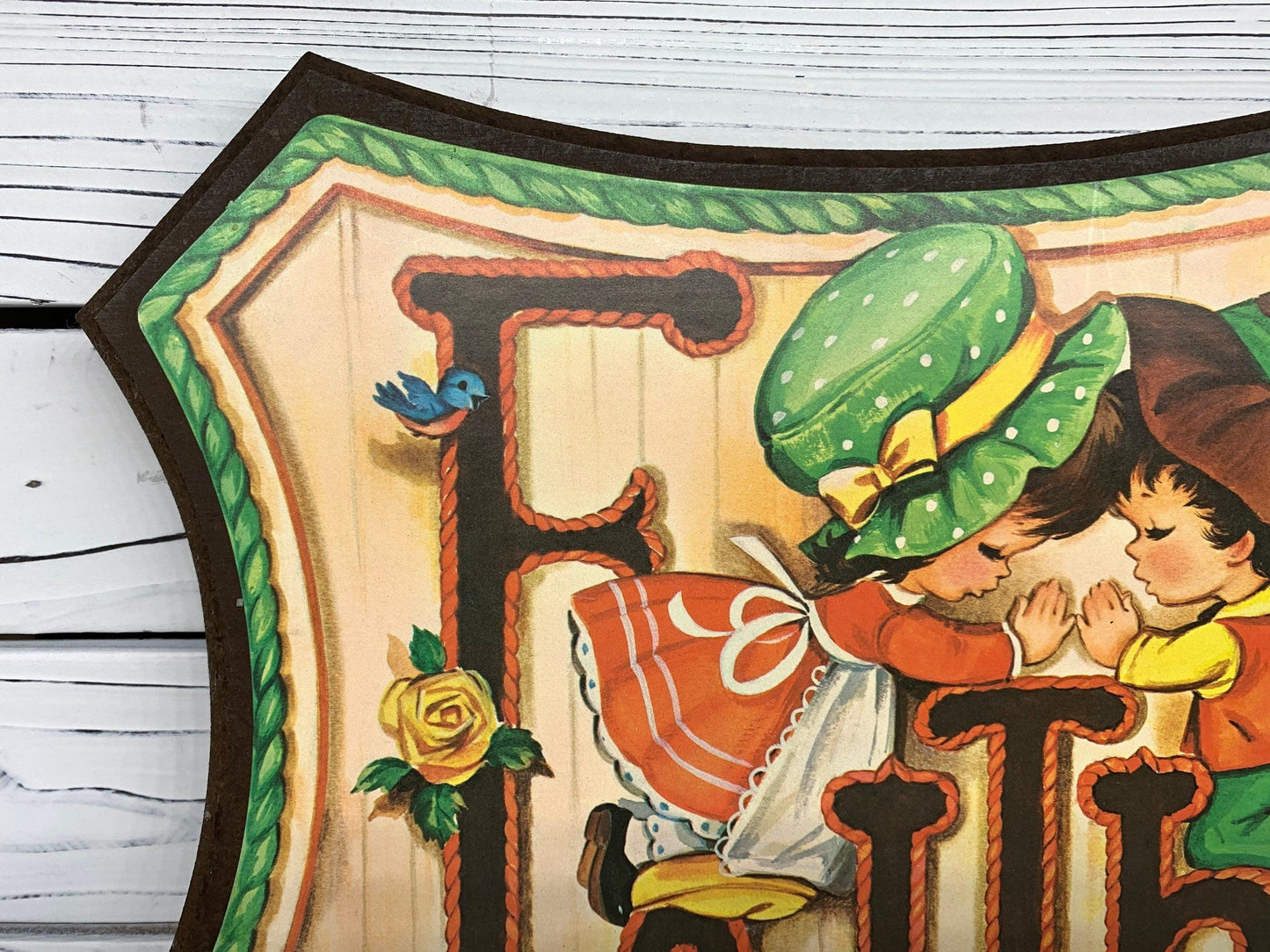 Vintage Faith Sign, Pressed Wood Wall Art, 1970s Farmhouse Country Decor -Located at Funkyhouse Vintage Antique Store, Weiser Idaho