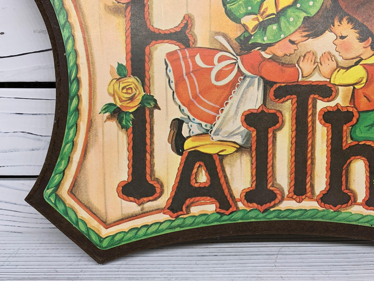 Vintage Faith Sign, Pressed Wood Wall Art, 1970s Farmhouse Country Decor -Located at Funkyhouse Vintage Antique Store, Weiser Idaho