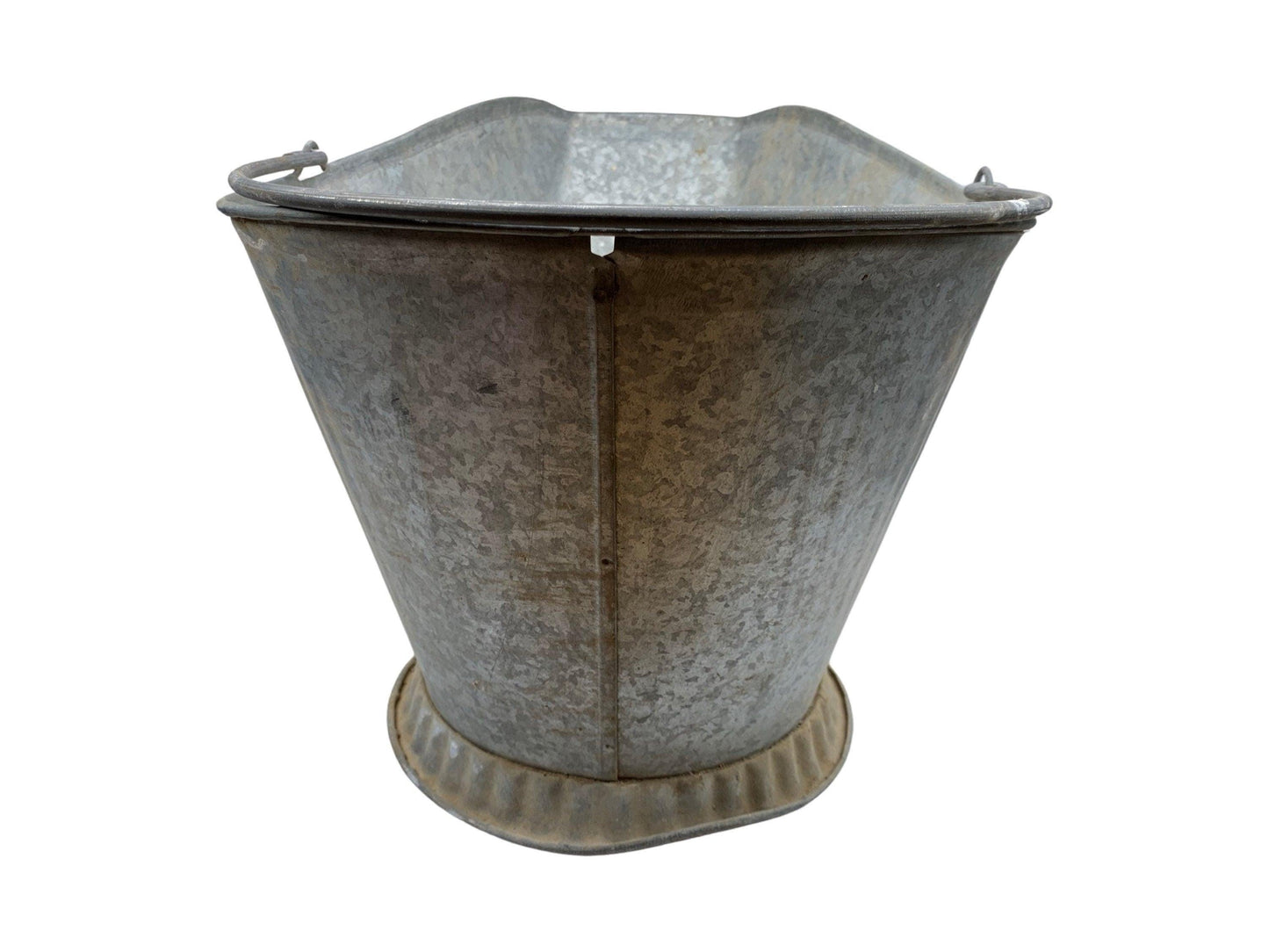 Vintage Galvanized Metal Ash Bucket, Coal Fireplace Scuttle for Hearth, Farmhouse Decor -Located at Funkyhouse Vintage Antique Store, Weiser Idaho