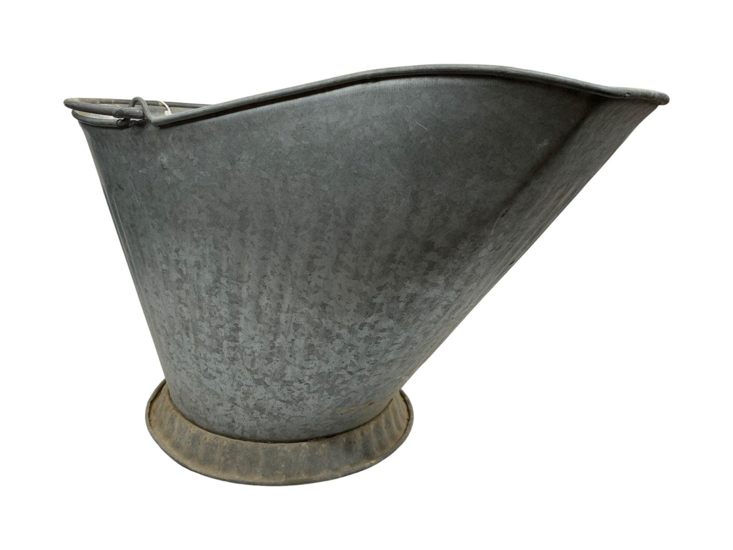 Vintage Galvanized Metal Ash Bucket, Coal Fireplace Scuttle for Hearth, Farmhouse Decor -Located at Funkyhouse Vintage Antique Store, Weiser Idaho