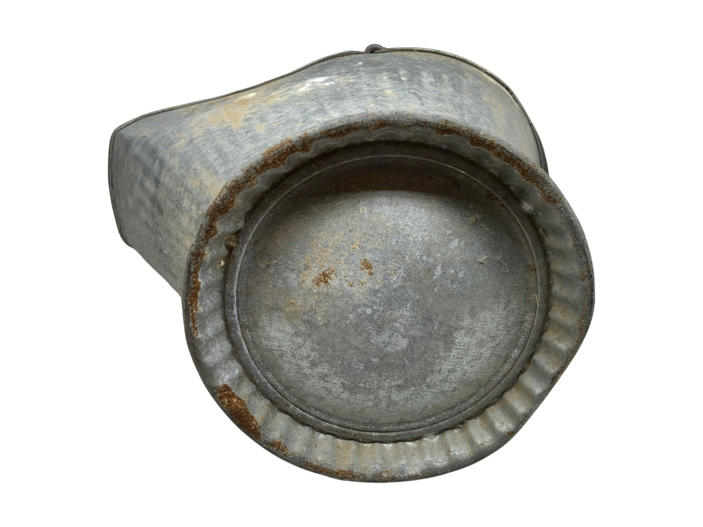 Vintage Galvanized Metal Ash Bucket, Coal Fireplace Scuttle for Hearth, Farmhouse Decor -Located at Funkyhouse Vintage Antique Store, Weiser Idaho