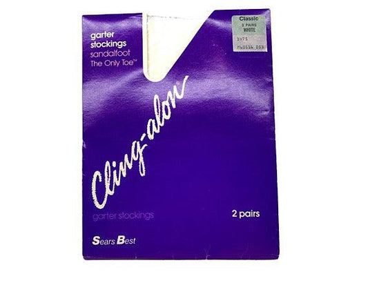 Vintage Garter Stockings, Cling-alon Pantyhose, Sheer White Hosiery Garter Nylons -Located at Funkyhouse Vintage Antique Store, Weiser Idaho