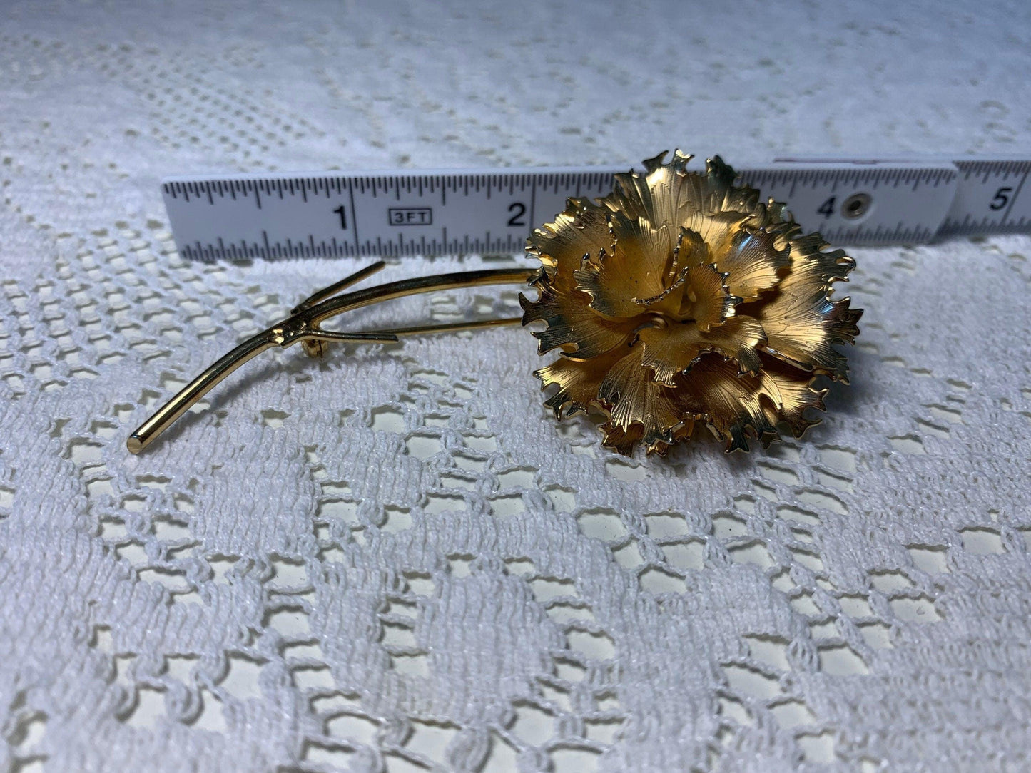 Vintage Giovanni Brooch, Gold Toned Flower Pin, Fancy Antique Jewelry -Located at Funkyhouse Vintage Antique Store, Weiser Idaho