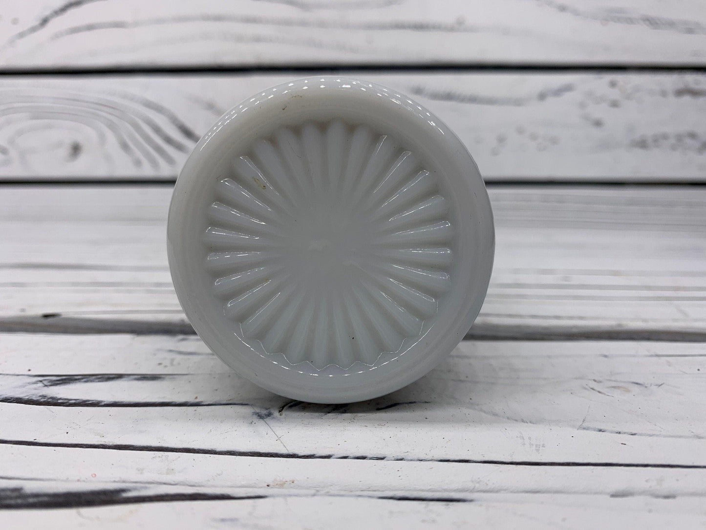 Vintage Glass Flower Vase, White Milk Glass Bud Vase With Etched Detail For Weddings Or Showers -Located at Funkyhouse Vintage Antique Store, Weiser Idaho