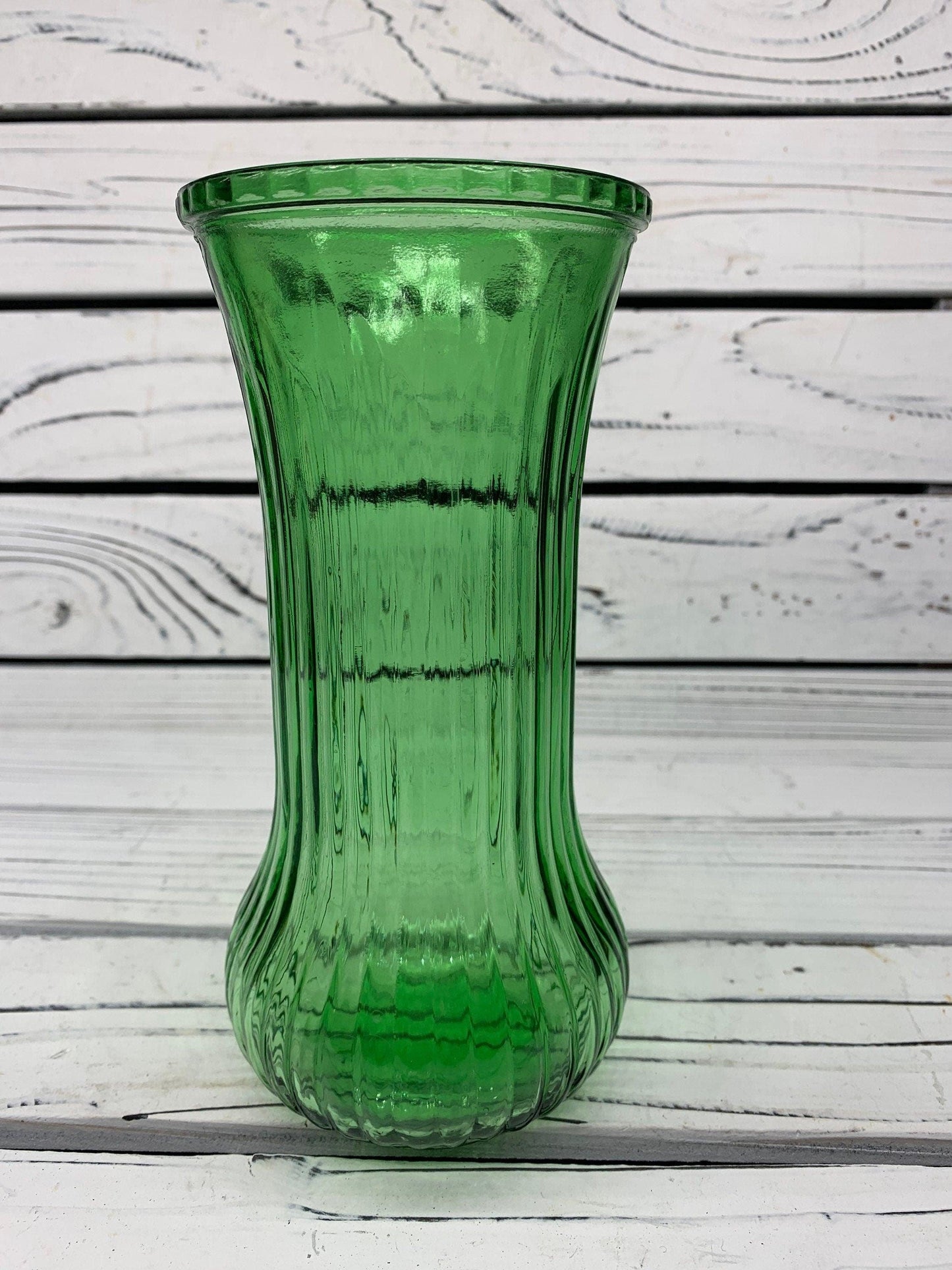 Vintage Green Glass Vase by E.O. Brody Co, Cleveland, 1960s Mid Century Flower Urn -Located at Funkyhouse Vintage Antique Store, Weiser Idaho
