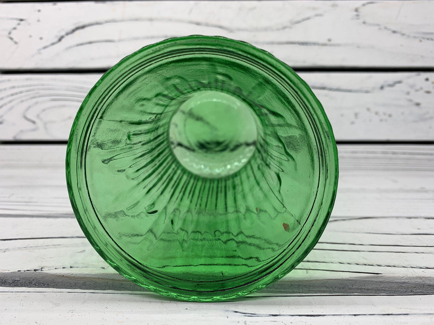 Vintage Green Glass Vase by E.O. Brody Co, Cleveland, 1960s Mid Century Flower Urn -Located at Funkyhouse Vintage Antique Store, Weiser Idaho