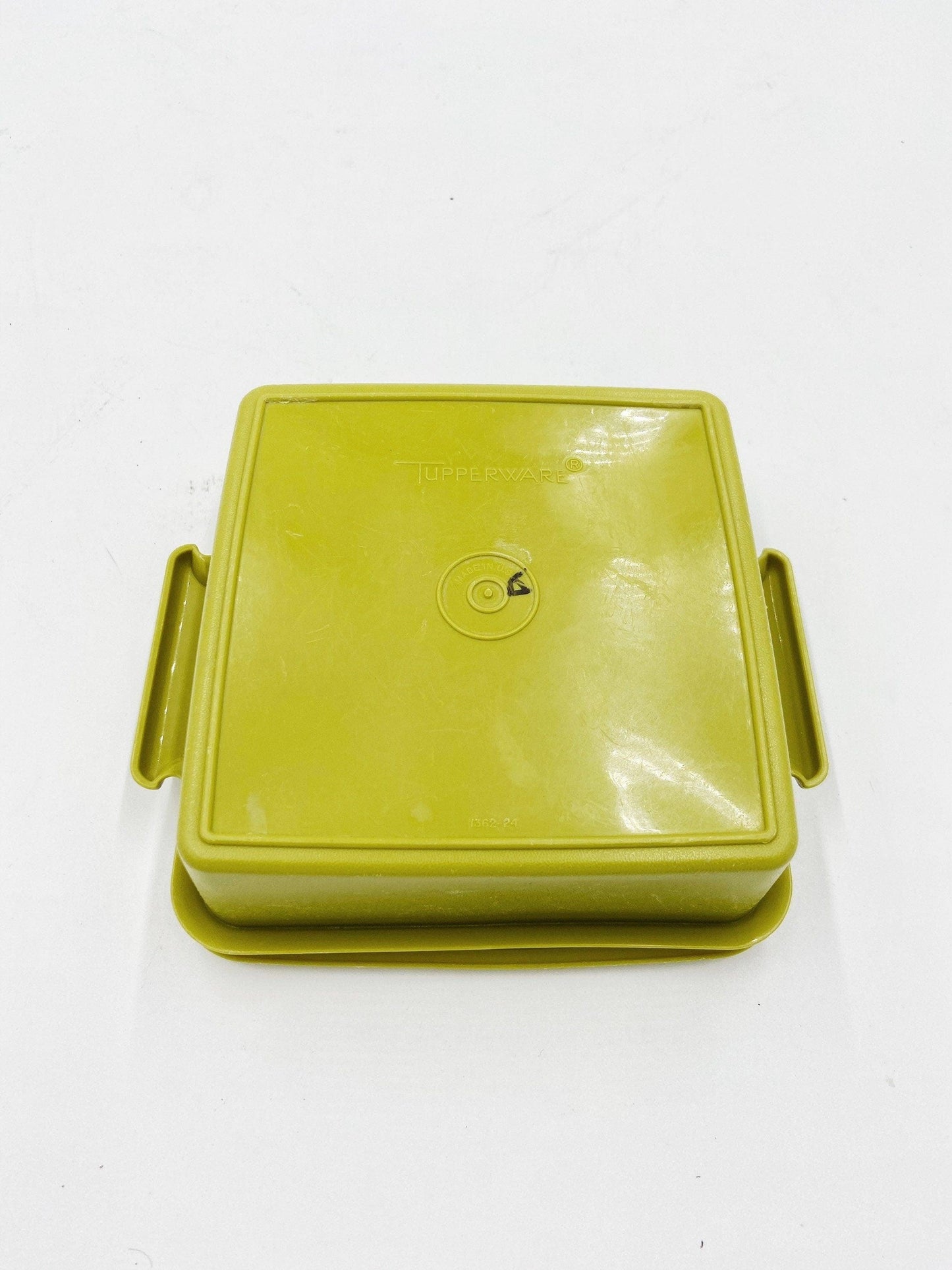 Vintage Green Tupperware Square Stacking Bowl, Antique Tupper Ware, Food Storage, Retro Kitchen, Mid Century Modern Kitchen Decor, 1970s -Located at Funkyhouse Vintage Antique Store, Weiser Idaho