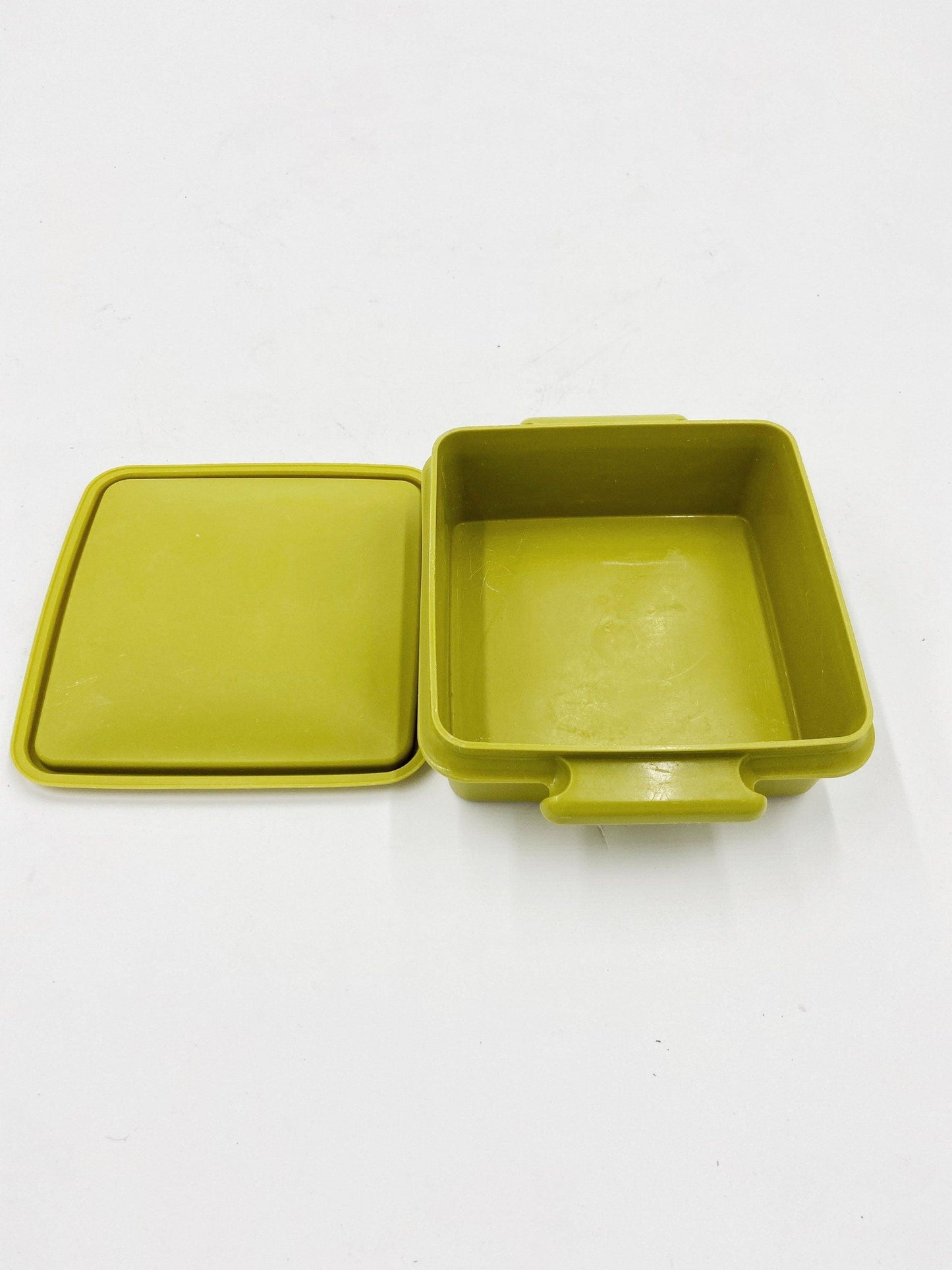 Vintage Green Tupperware Square Stacking Bowl, Antique Tupper Ware, Food Storage, Retro Kitchen, Mid Century Modern Kitchen Decor, 1970s -Located at Funkyhouse Vintage Antique Store, Weiser Idaho