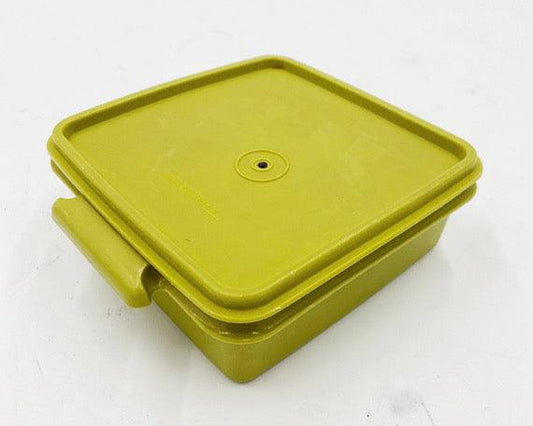 Vintage Green Tupperware Square Stacking Bowl, Antique Tupper Ware, Food Storage, Retro Kitchen, Mid Century Modern Kitchen Decor, 1970s -Located at Funkyhouse Vintage Antique Store, Weiser Idaho