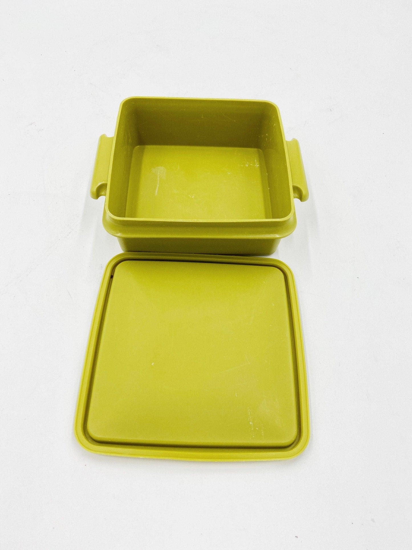 Vintage Green Tupperware Square Stacking Bowl, Antique Tupper Ware, Food Storage, Retro Kitchen, Mid Century Modern Kitchen Decor, 1970s -Located at Funkyhouse Vintage Antique Store, Weiser Idaho