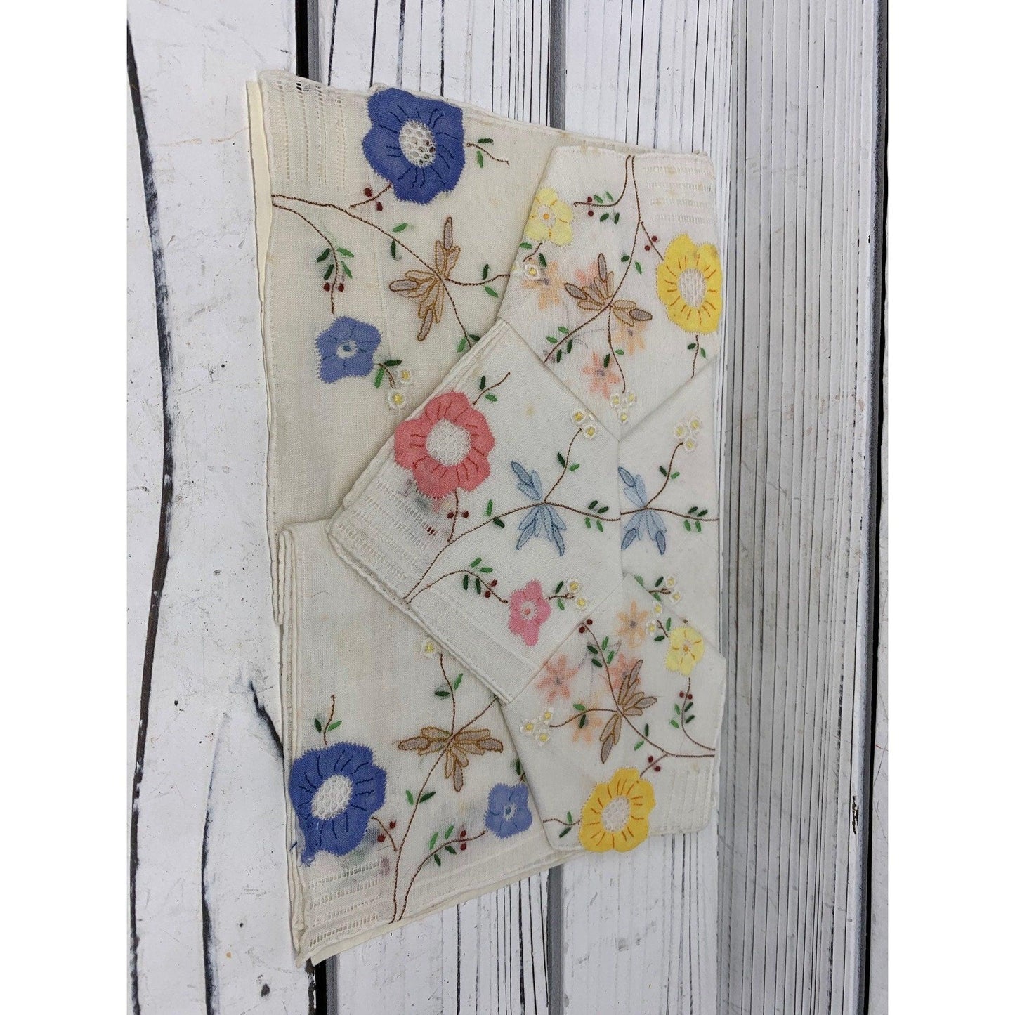 Vintage Hankie, Floral Handkerchief New Old Stuck, Still On Original Paper Packaging -Located at Funkyhouse Vintage Antique Store, Weiser Idaho
