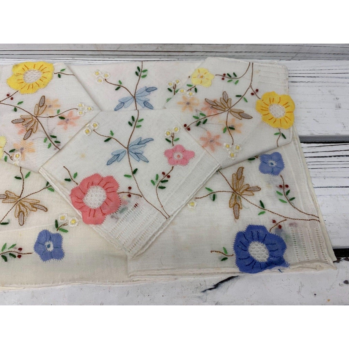Vintage Hankie, Floral Handkerchief New Old Stuck, Still On Original Paper Packaging -Located at Funkyhouse Vintage Antique Store, Weiser Idaho