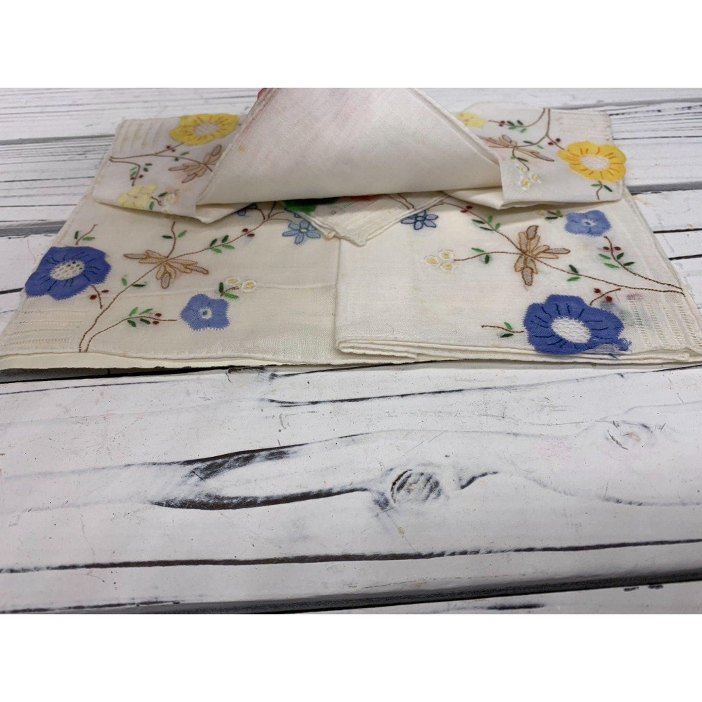 Vintage Hankie, Floral Handkerchief New Old Stuck, Still On Original Paper Packaging -Located at Funkyhouse Vintage Antique Store, Weiser Idaho