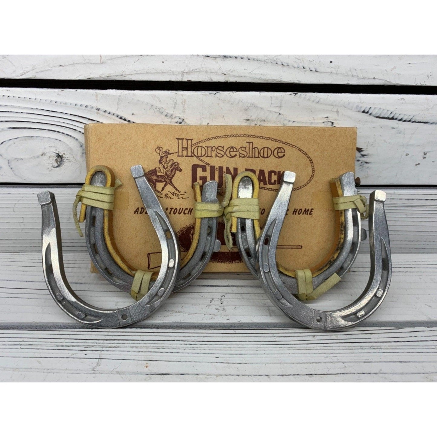 Vintage Horseshoe Gun Rack Novelty Piece in Original Box, Western Hat Or Coat Rack, Add A Touch Of The West To Your Home -Located at Funkyhouse Vintage Antique Store, Weiser Idaho