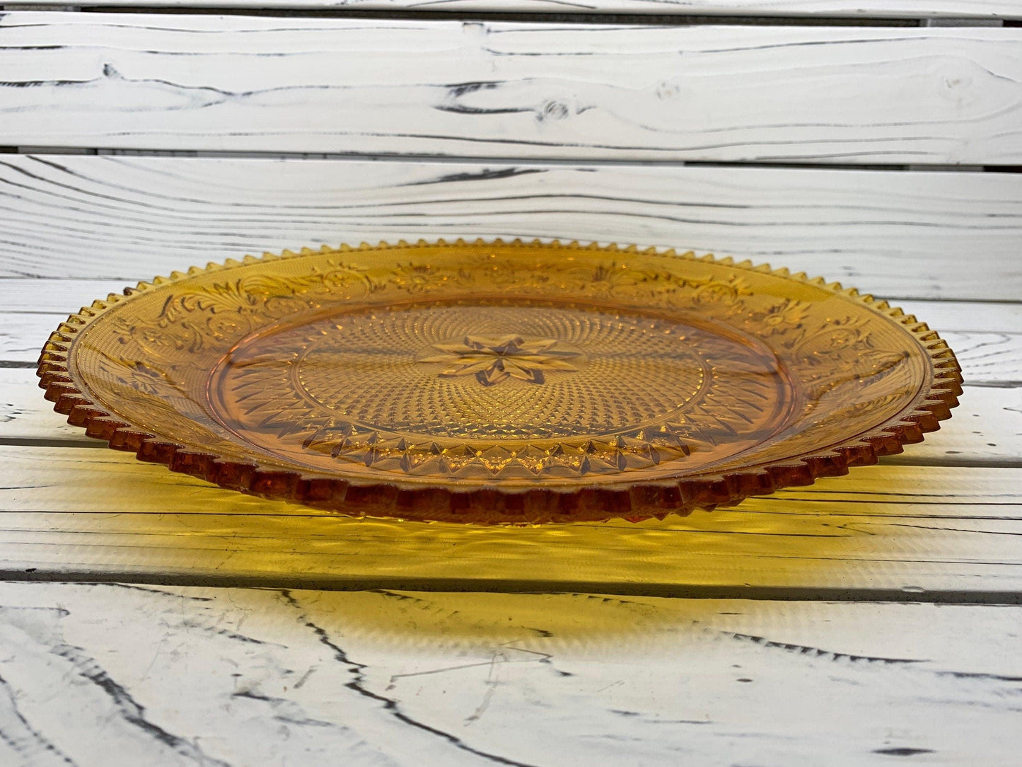 Vintage Indiana Glass Serving Platter, Amber Serving Condiments or Appetizers Dish -Located at Funkyhouse Vintage Antique Store, Weiser Idaho