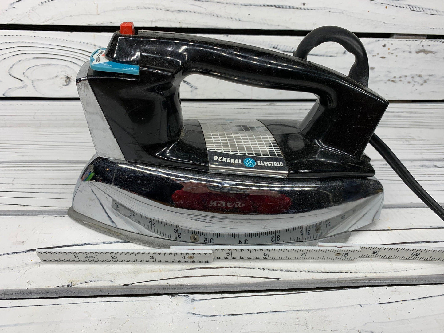 Vintage Iron By General Electric, Chrome Mid Century Clothes Iron, Permanent Press -Located at Funkyhouse Vintage Antique Store, Weiser Idaho