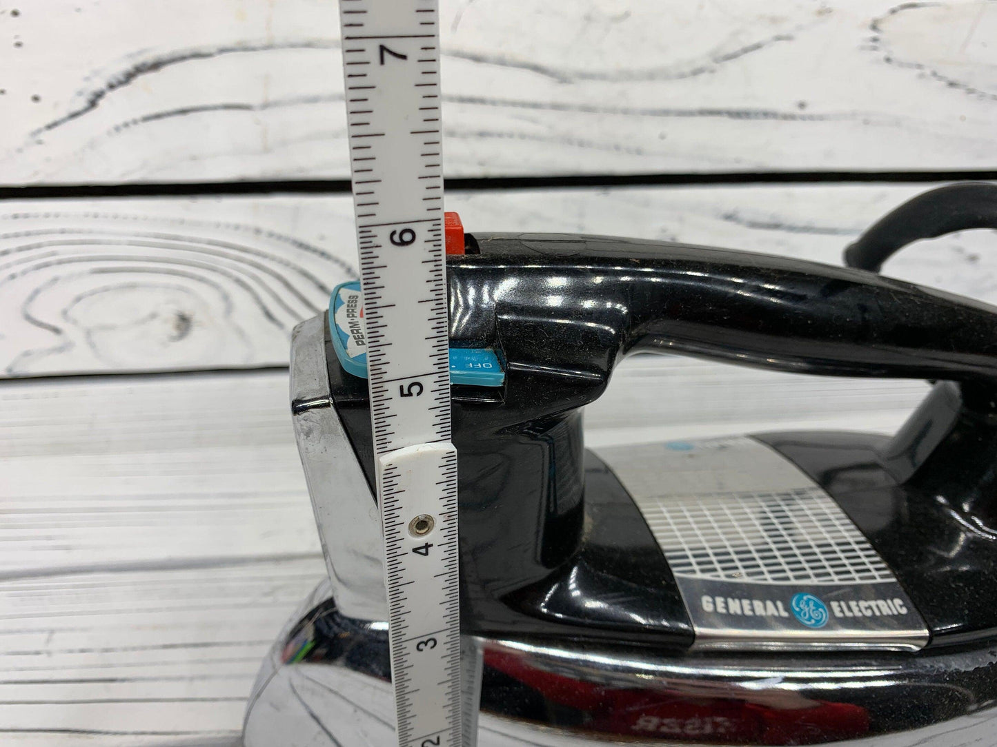 Vintage Iron By General Electric, Chrome Mid Century Clothes Iron, Permanent Press -Located at Funkyhouse Vintage Antique Store, Weiser Idaho