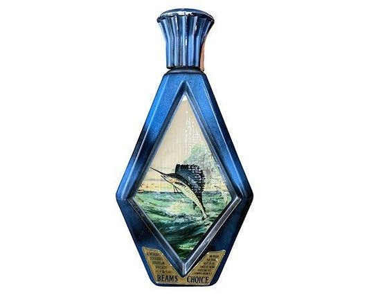Vintage Jim Beam Decanter, James Lockhart Sailfish Painting, Barware Collectible -Located at Funkyhouse Vintage Antique Store, Weiser Idaho