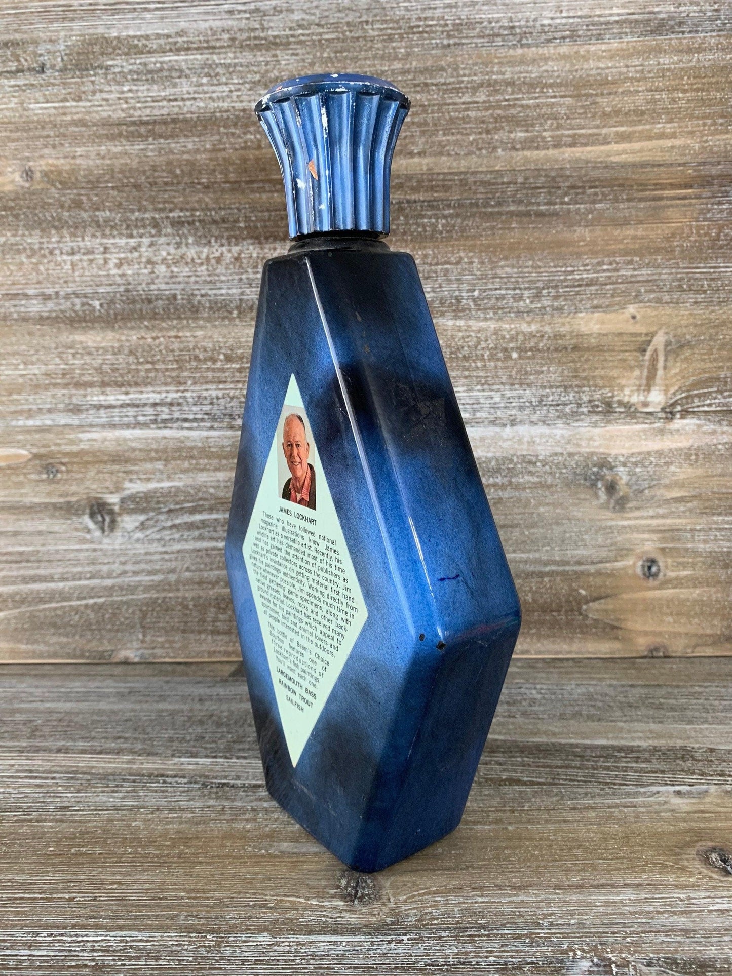 Vintage Jim Beam Decanter, James Lockhart Sailfish Painting, Barware Collectible -Located at Funkyhouse Vintage Antique Store, Weiser Idaho