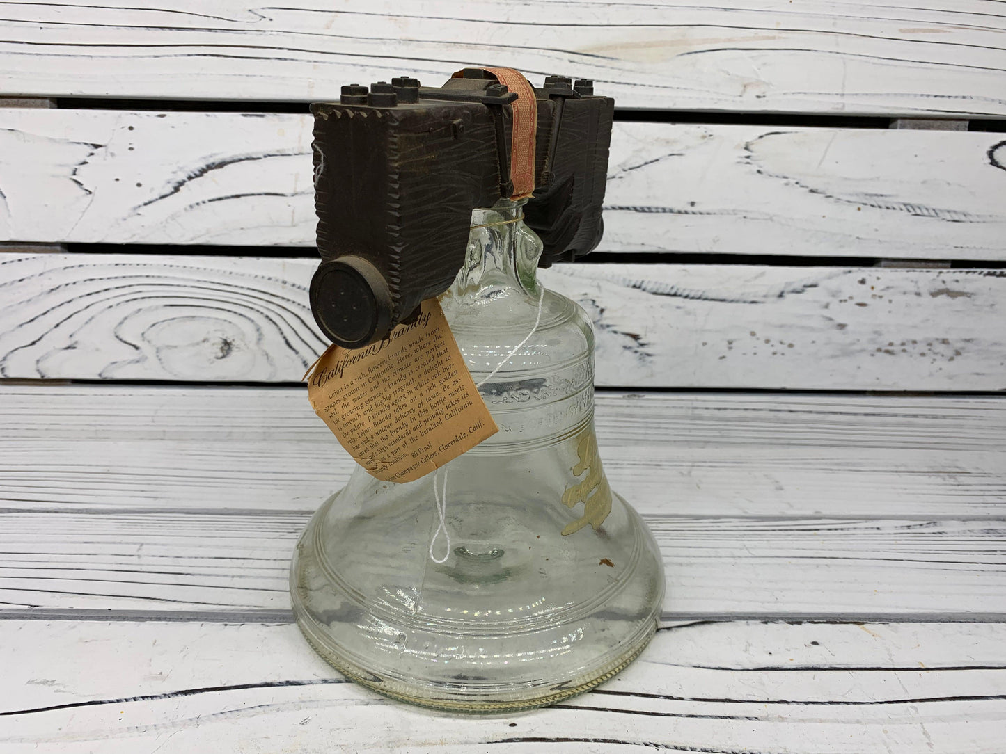 Vintage Liberty Bell Lejon Brandy Decanter, Antique Barware, Brandy Collectible -Located at Funkyhouse Vintage Antique Store, Weiser Idaho
