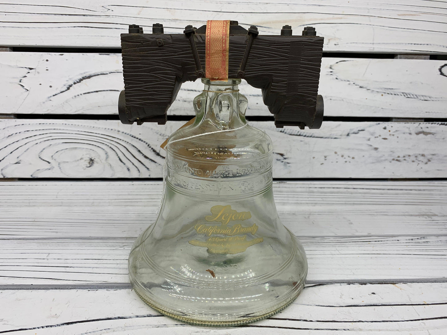 Vintage Liberty Bell Lejon Brandy Decanter, Antique Barware, Brandy Collectible -Located at Funkyhouse Vintage Antique Store, Weiser Idaho