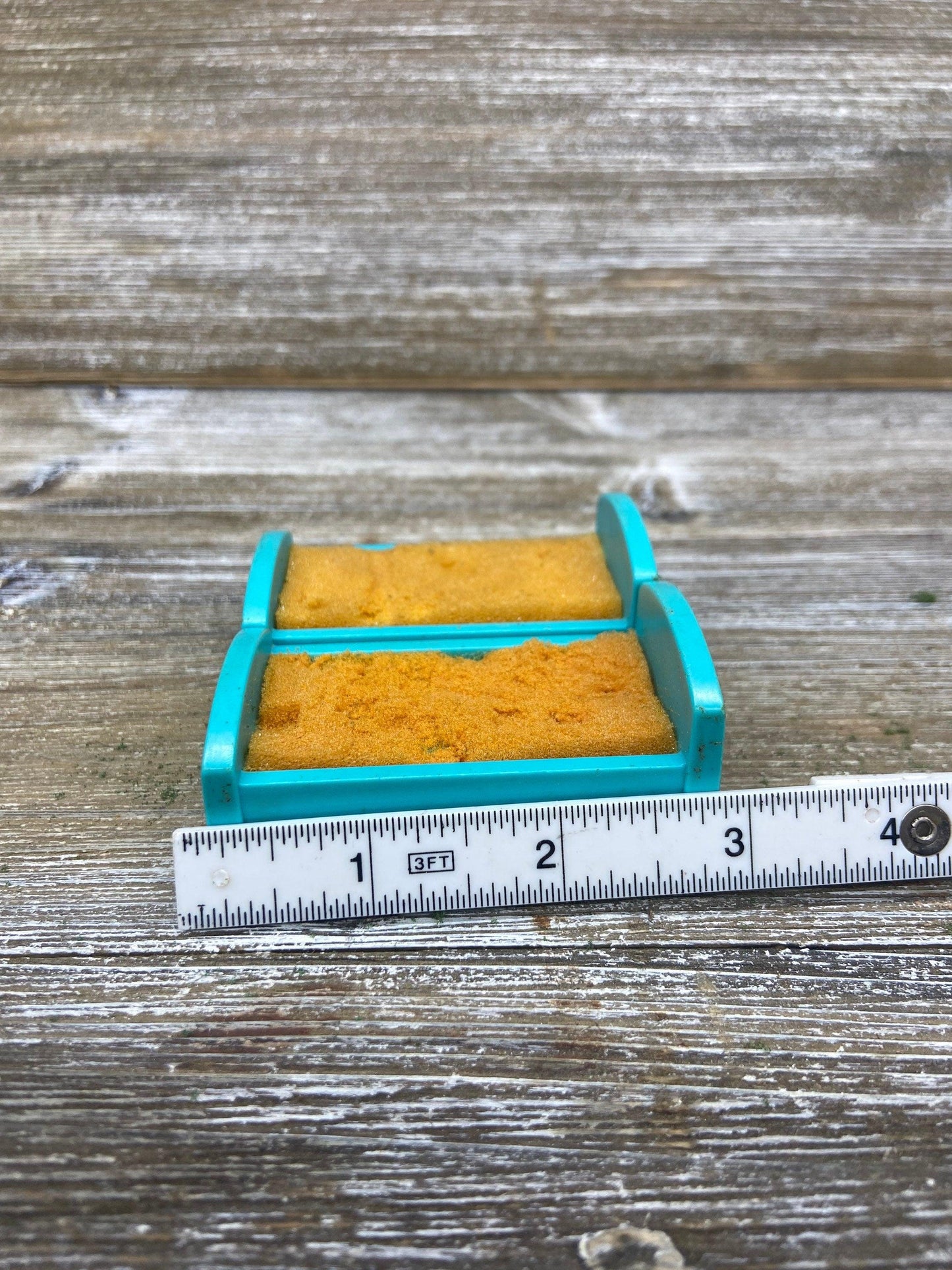 Vintage Little People Bed, Set of Two Single Blue Twin Beds, 1970s Fisher Price Toys, Pretend Play House -Located at Funkyhouse Vintage Antique Store, Weiser Idaho