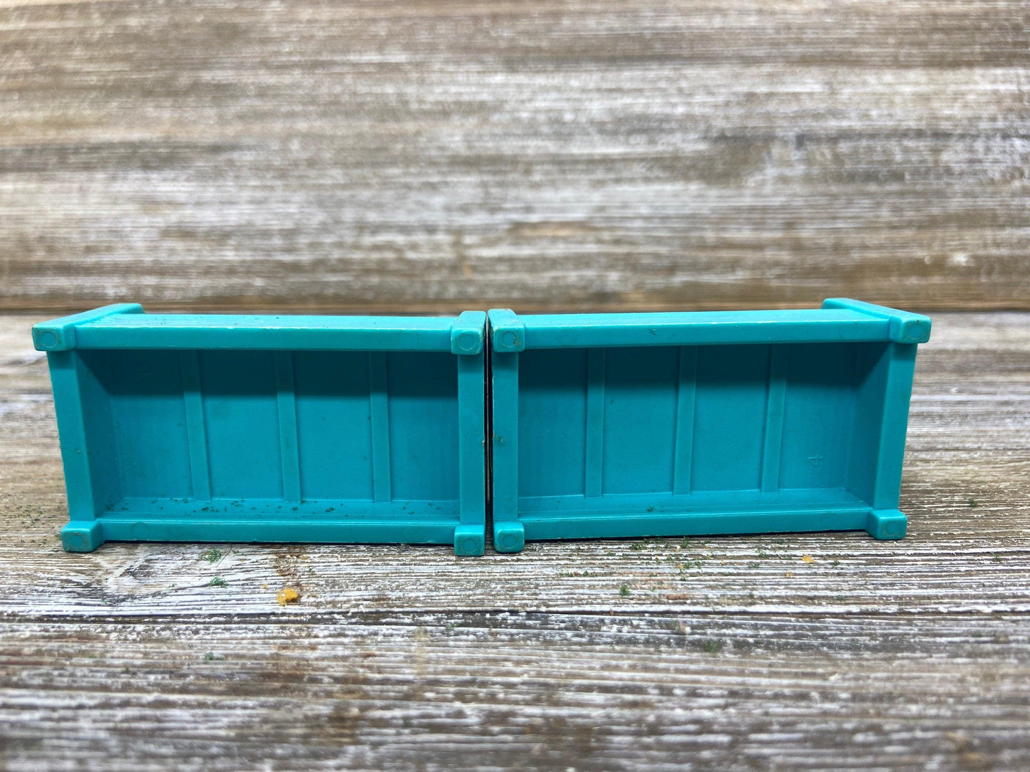 Vintage Little People Bed, Set of Two Single Blue Twin Beds, 1970s Fisher Price Toys, Pretend Play House -Located at Funkyhouse Vintage Antique Store, Weiser Idaho
