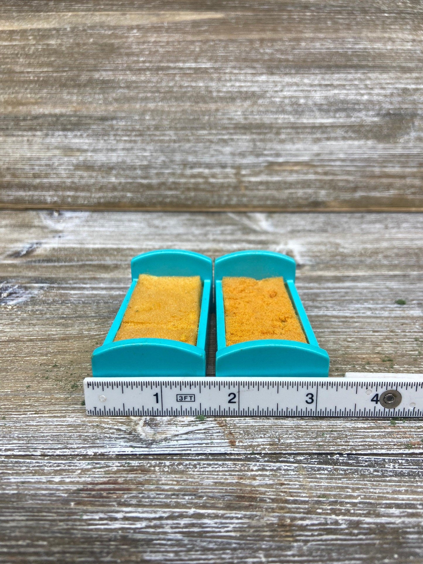 Vintage Little People Bed, Set of Two Single Blue Twin Beds, 1970s Fisher Price Toys, Pretend Play House -Located at Funkyhouse Vintage Antique Store, Weiser Idaho