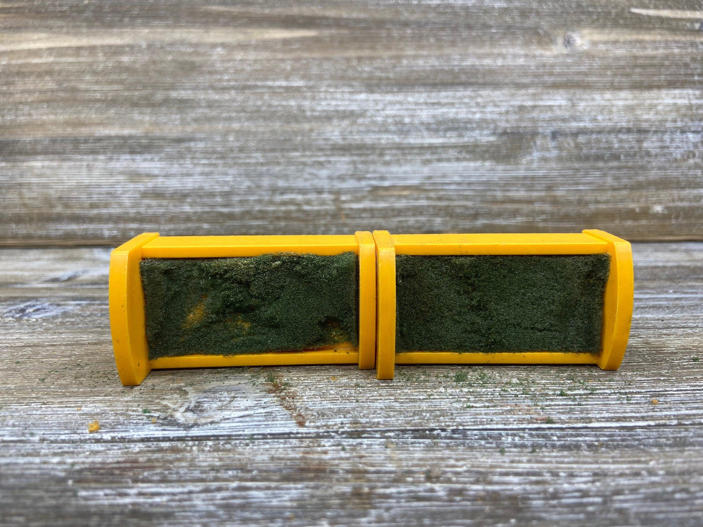 Vintage Little People Bed, Set of Two Single Yellow Twin Beds, 1970s Fisher Price Toys, Pretend Play House -Located at Funkyhouse Vintage Antique Store, Weiser Idaho