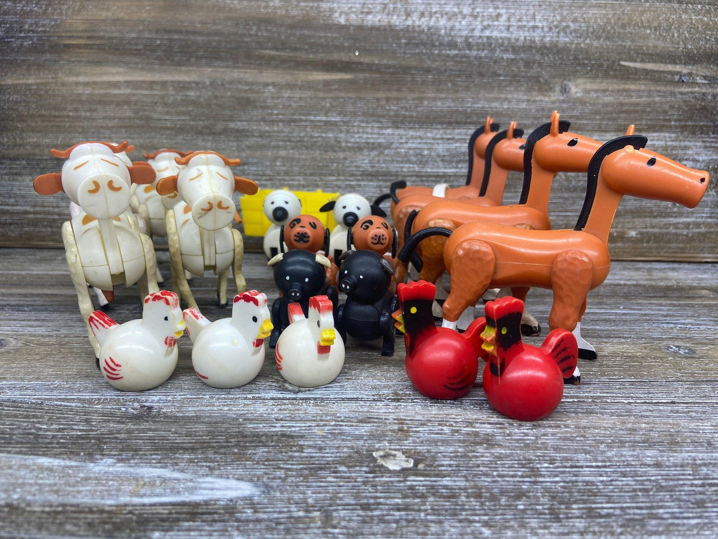 Vintage Little People Farm Set, Tractors, Cows, Horses, Chickens, Roosters, Pigs, Silo, Hens, Pigs, Fence, Sheep 1970s Fisher Price Toys -Located at Funkyhouse Vintage Antique Store, Weiser Idaho