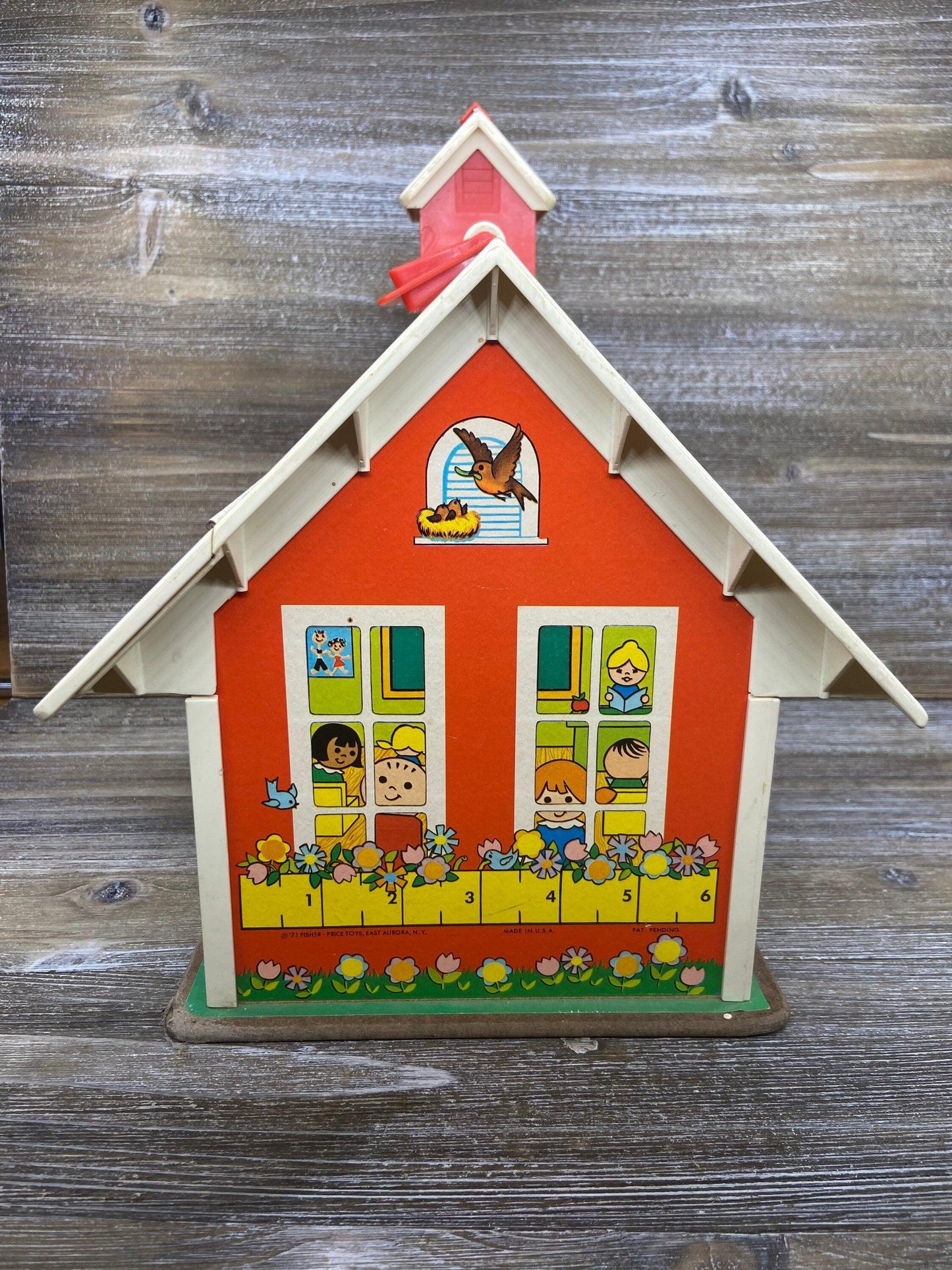 Vintage Little People School House, Merry Go Round, Swing, Students, 1970s Fisher Price Toys, Pretend Play -Located at Funkyhouse Vintage Antique Store, Weiser Idaho