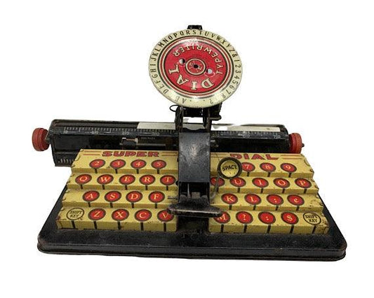 Vintage Marx Tin Litho Dial Typewriter Toy, Super Dial Typewriter Toy -Located at Funkyhouse Vintage Antique Store, Weiser Idaho